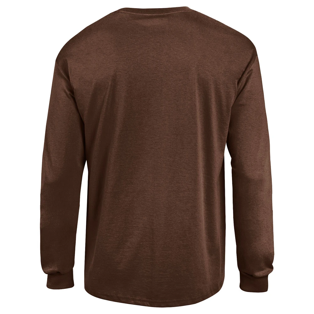 Men's Champion  Brown Wyoming Cowboys Arch Over Logo Long Sleeve T-Shirt