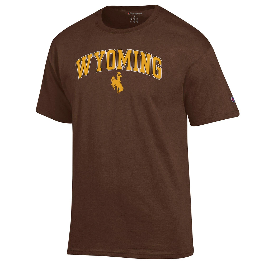 T-shirt homme Champion Brown Wyoming Cowboys avec logo Arch Over