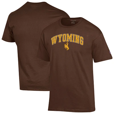 T-shirt homme Champion Brown Wyoming Cowboys avec logo Arch Over