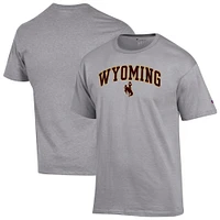 T-shirt Champion Heather Grey Wyoming Cowboys avec logo arqué pour homme