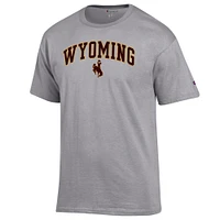 T-shirt Champion Heather Grey Wyoming Cowboys avec logo arqué pour homme