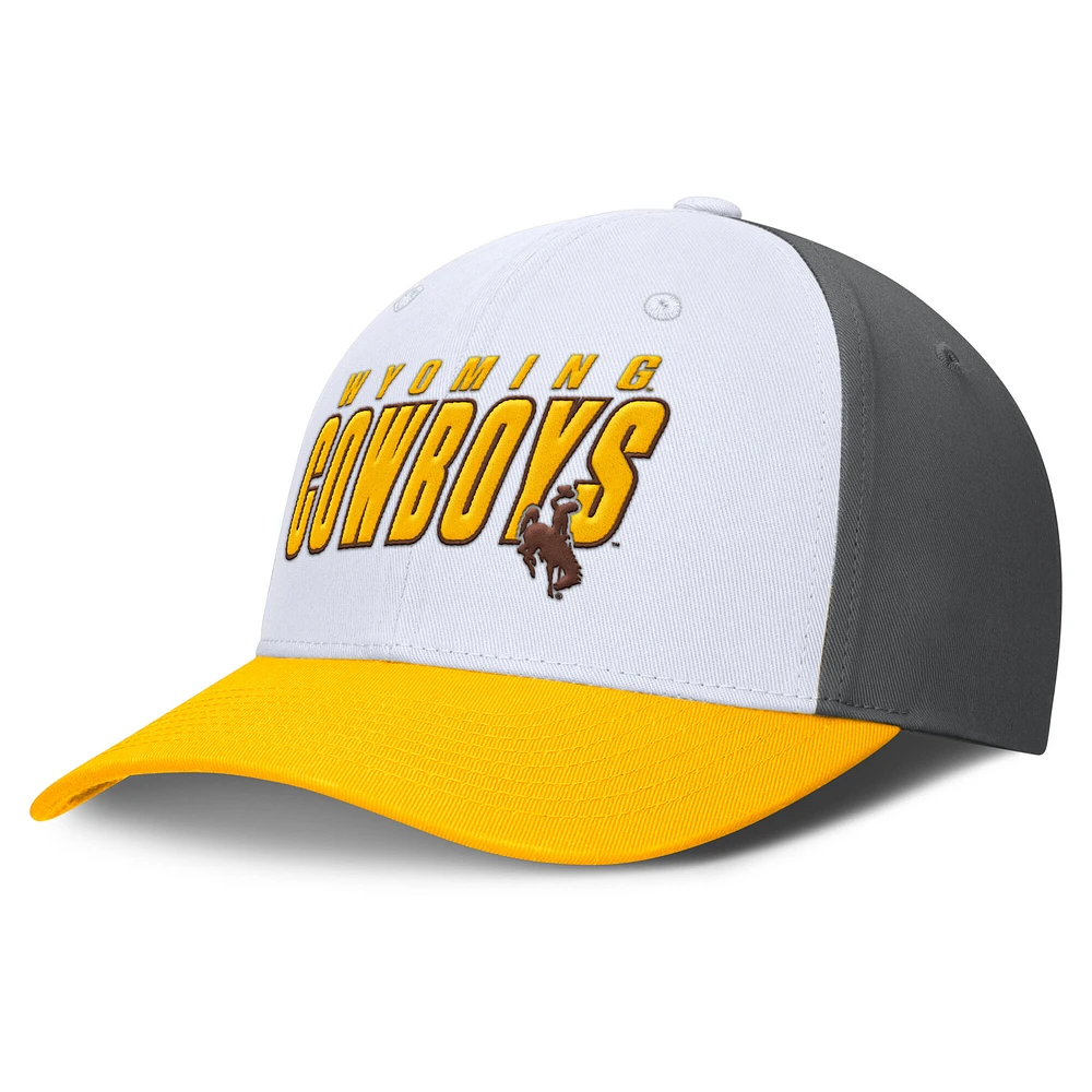 Men's Top of the World White/Gold Wyoming Cowboys Swipe Adjustable Hat