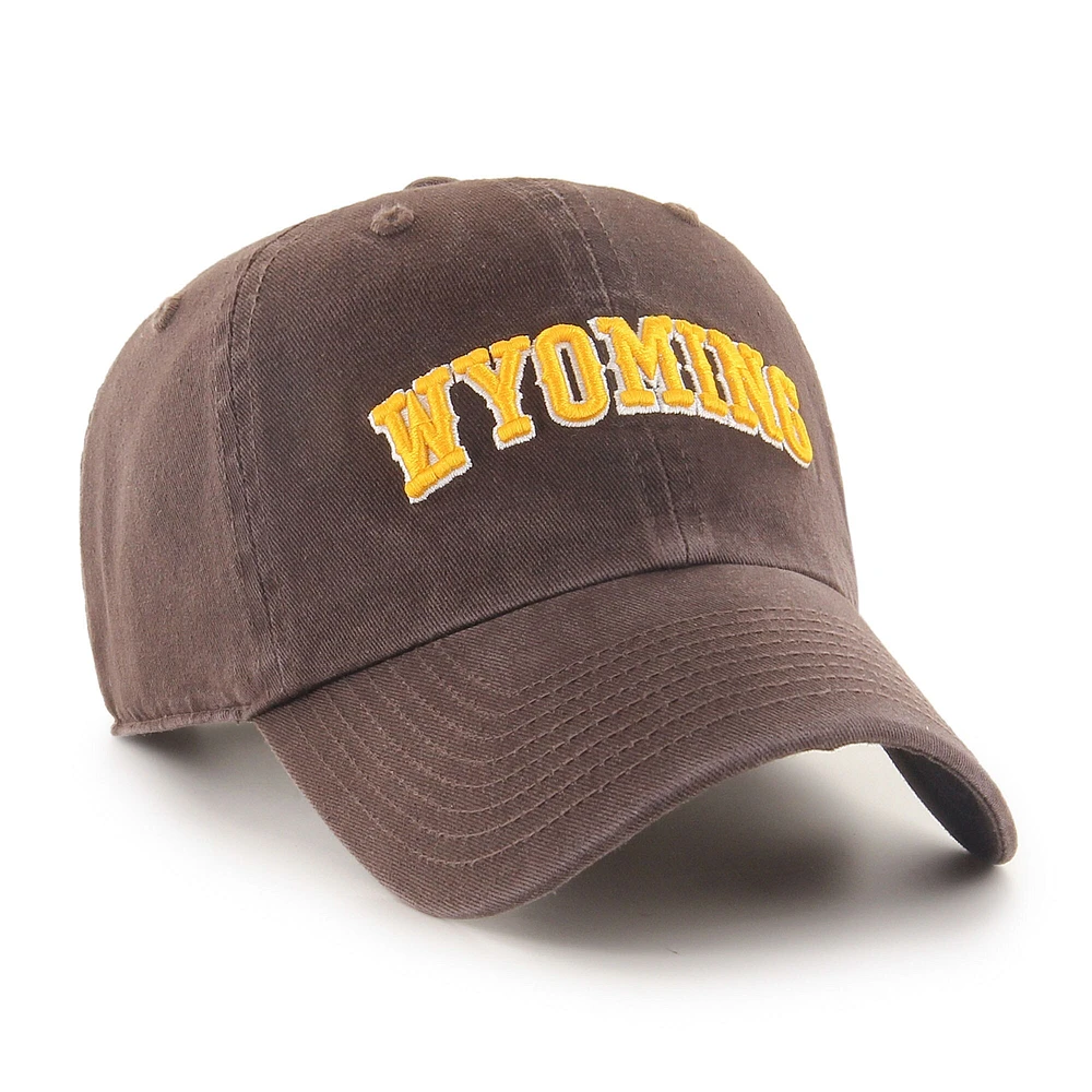 Casquette ajustable marron « 47 » pour homme, motif Wyoming Cowboys, avec inscription « Clean Up »