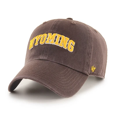 Casquette ajustable marron « 47 » pour homme, motif Wyoming Cowboys, avec inscription « Clean Up »