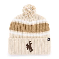 Men's '47 Tan Wyoming Cowboys Plateau Cuffed Knit Hat with Pom