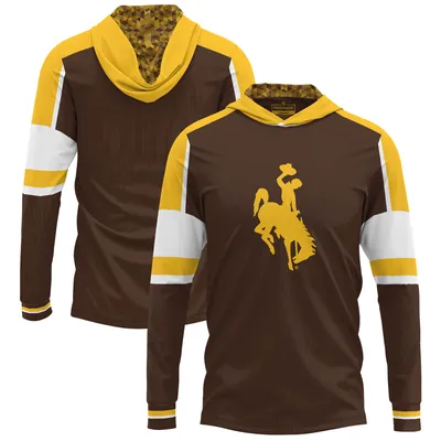 Wyoming Cowboys Long Sleeve Hoodie T-Shirt - Brown