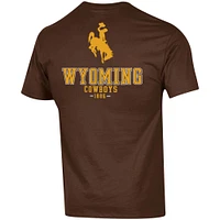 T-shirt à deux coups pour homme Champion Brown Wyoming Cowboys Stack