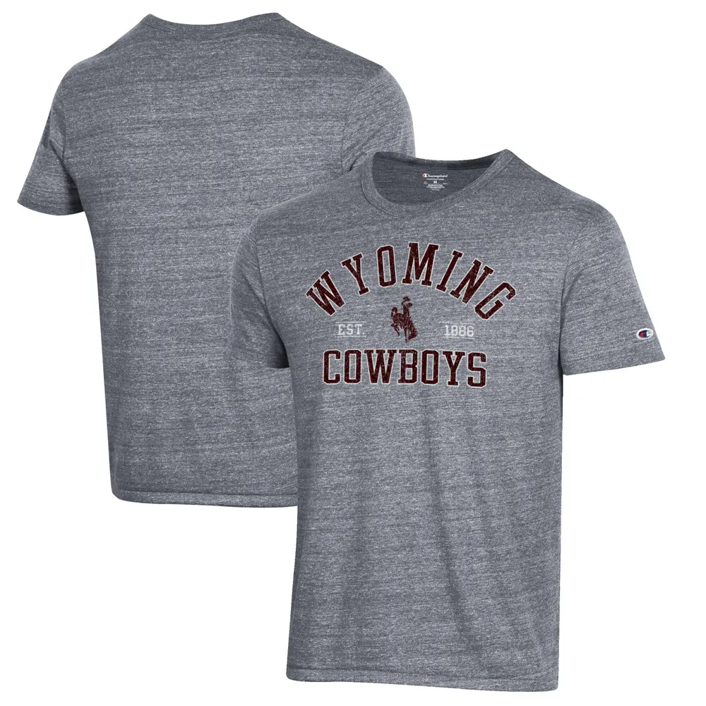 Men's Champion Gray Wyoming Cowboys Football Jersey Long Sleeve T-Shirt