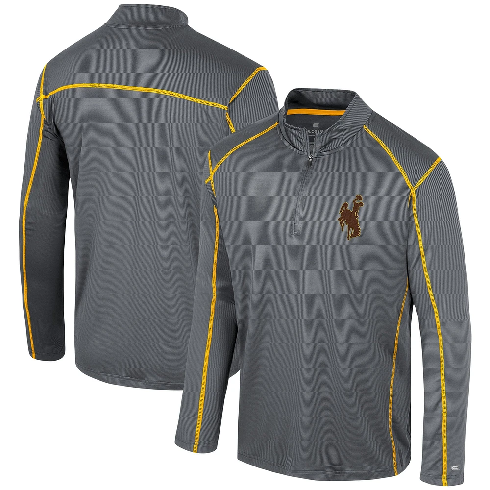 Men's Colosseum Black Wyoming Cowboys Cameron Quarter-Zip Windshirt