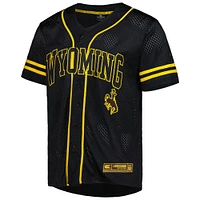 Men's Colosseum Black Wyoming Cowboys Free Spirited Mesh Button-Up Baseball Jersey