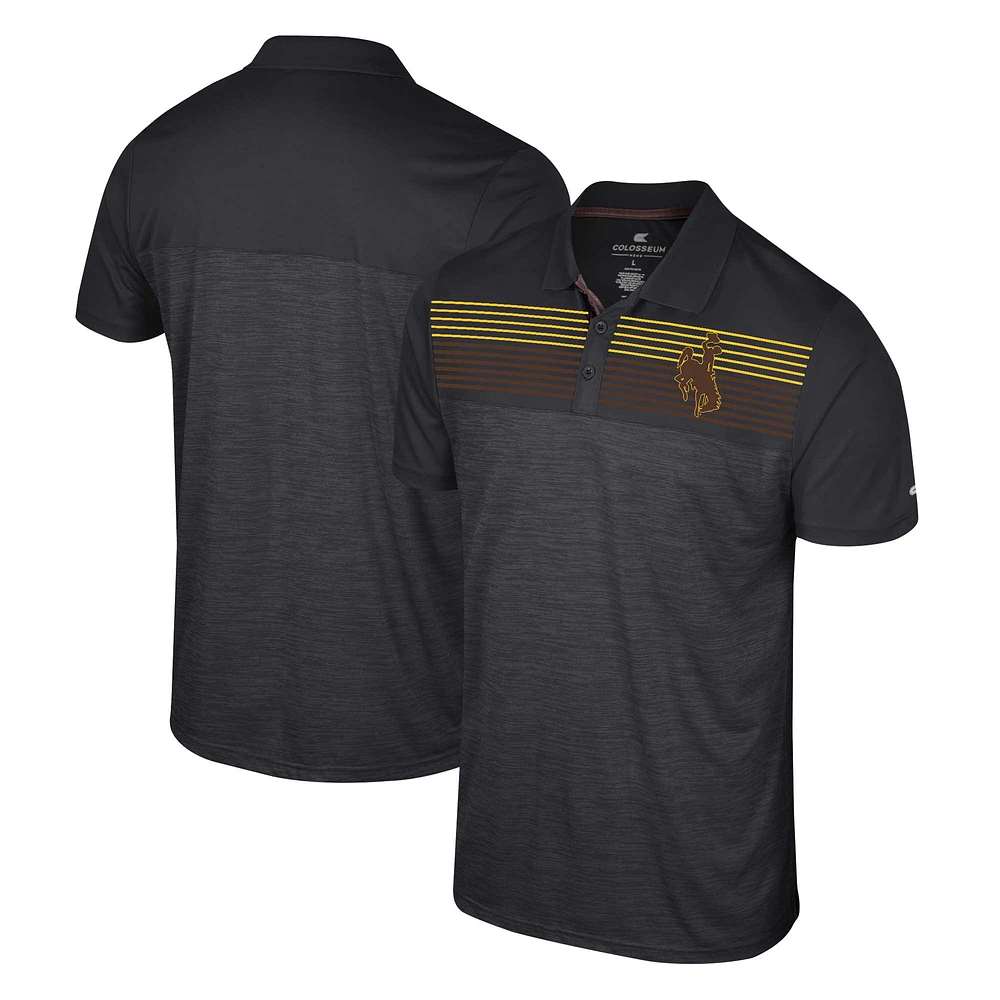 Men's Colosseum Black Wyoming Cowboys Langmore Polo