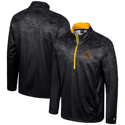 Men's Colosseum Black Wyoming Cowboys The Machine Half-Zip Jacket