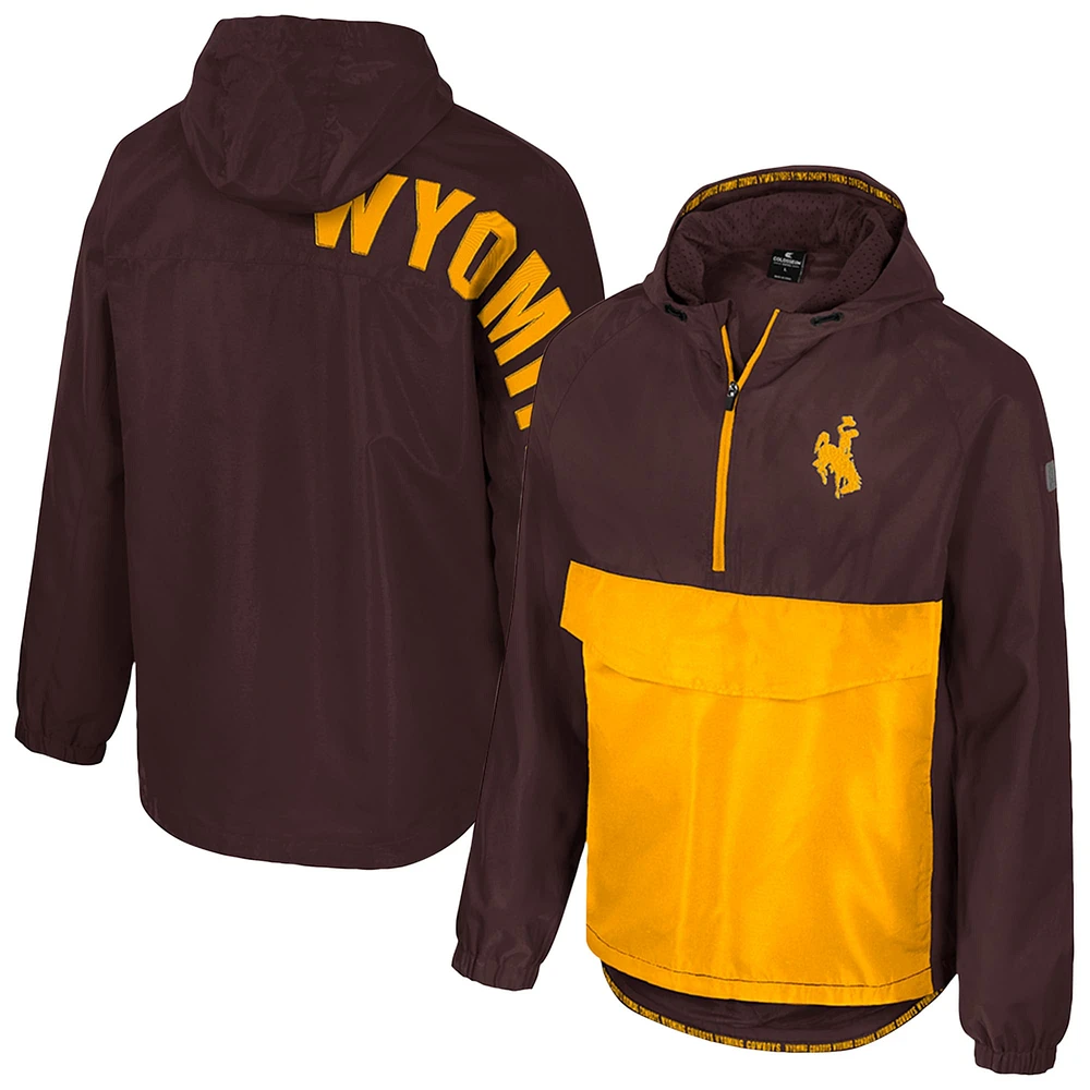 Veste anorak à demi-zip Colosseum Brown pour homme des Wyoming Cowboys