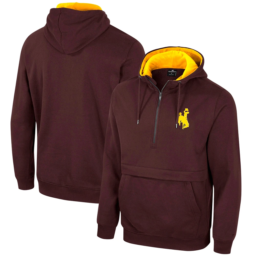 Chandail à capuchon demi-glissière Colosseum Brown Wyoming Cowboys Team pour homme