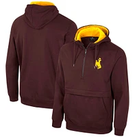 Chandail à capuchon demi-glissière Colosseum Brown Wyoming Cowboys Team pour homme