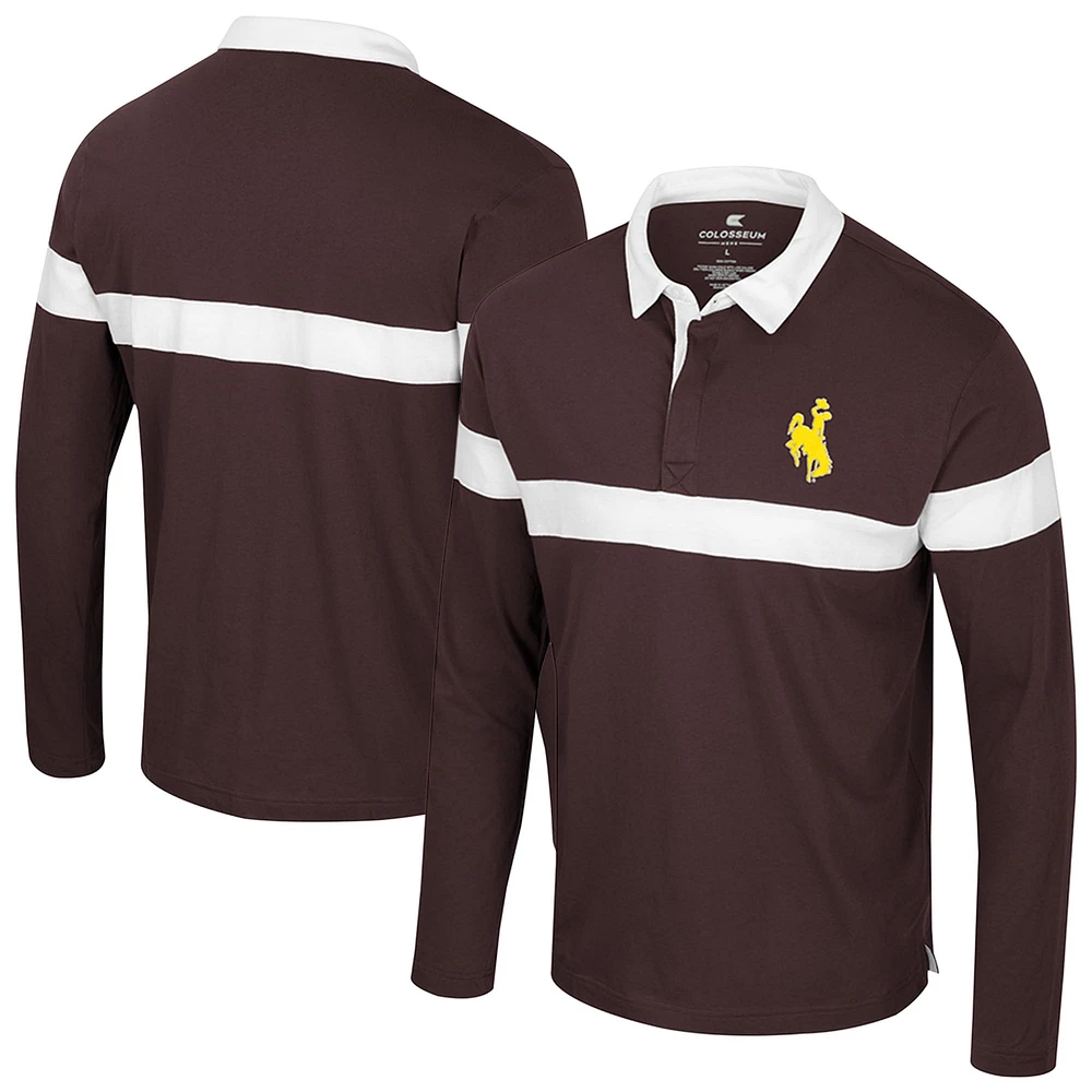 Polo à manches longues pour homme Colosseum Brown Wyoming Cowboys Too Cool For School