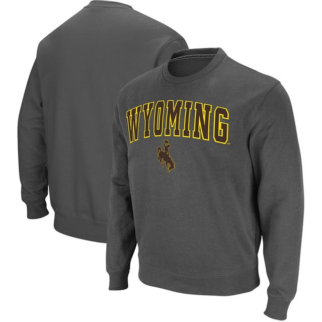 Colosseum Charcoal Wyoming Cowboys Arch & Logo Tackle Twill Pullover Homme