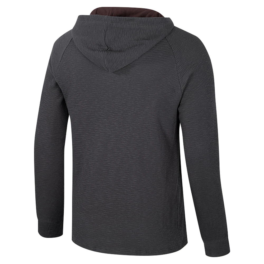 T-shirt à capuche manches longues Henley Dujour Ralgan pour homme, anthracite