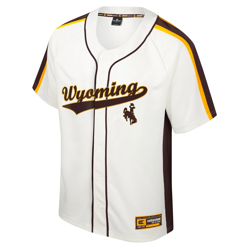 Men's Colosseum Cream Wyoming Cowboys Ruth Button-Up Baseball Jersey