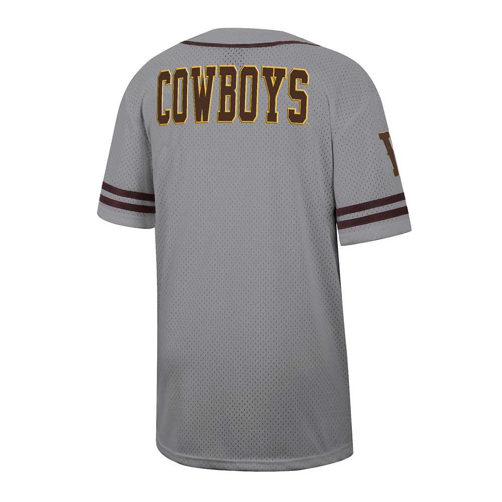 Men's Colosseum Gray Wyoming Cowboys Free Spirited Baseball Jersey