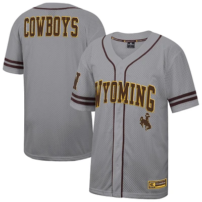 Men's Colosseum Gray Wyoming Cowboys Free Spirited Baseball Jersey