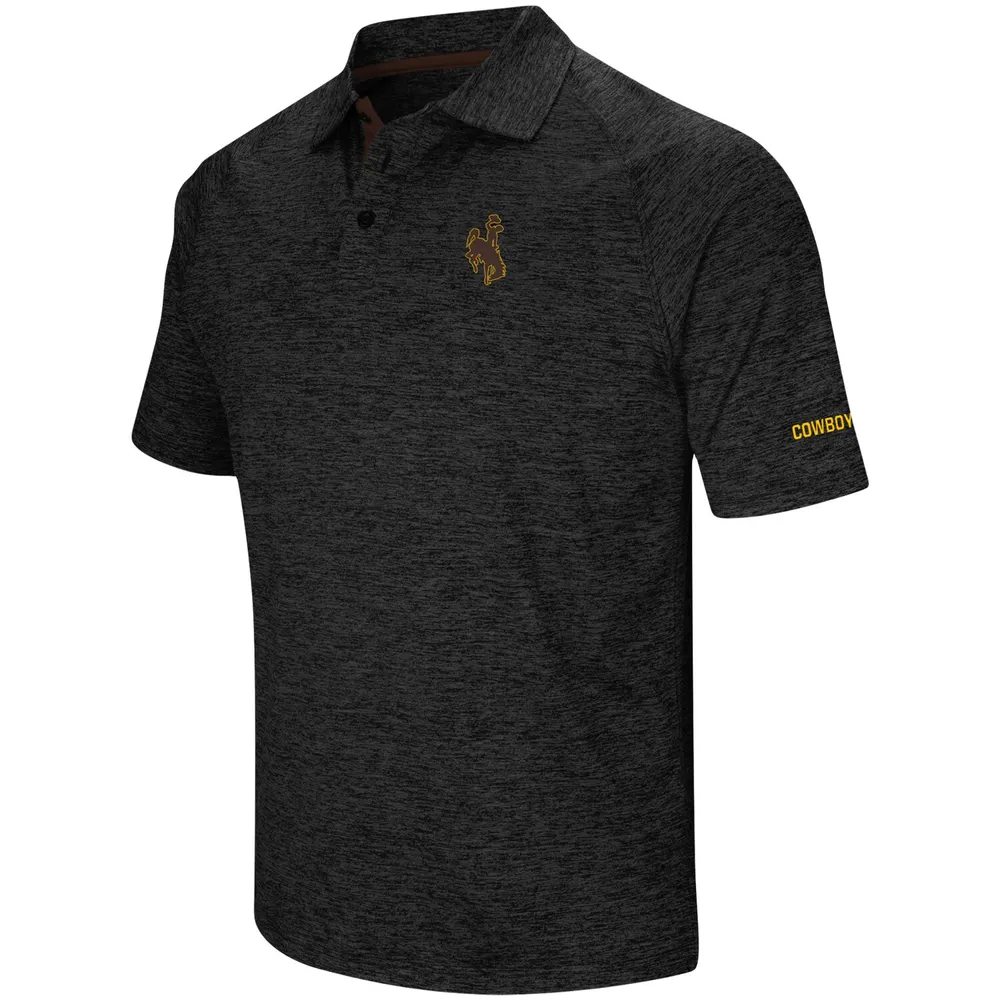 Colosseum Heathered Black Wyoming Cowboys Polo à manches raglan avec logo principal pour homme