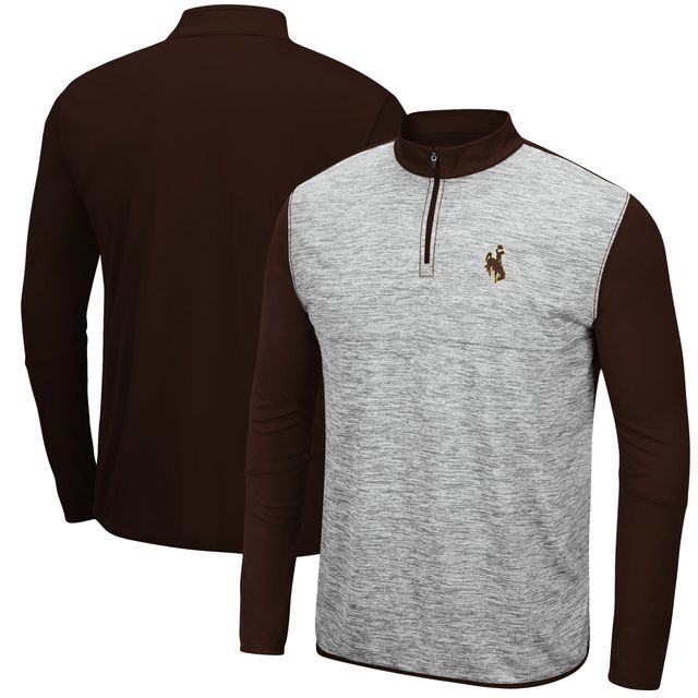 Veste Colosseum pour homme gris chiné/marron Wyoming Cowboys Prospect Quarter-Zip