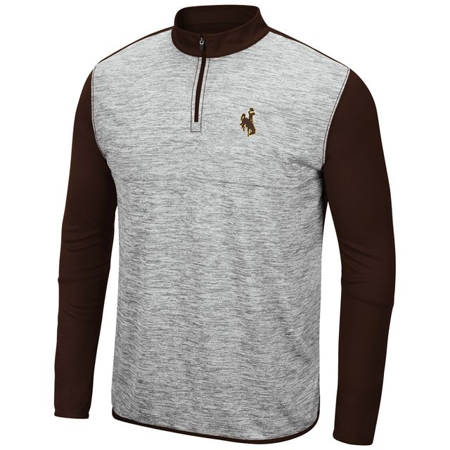 Veste Colosseum pour homme gris chiné/marron Wyoming Cowboys Prospect Quarter-Zip