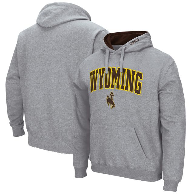 Chandail à capuchon Colosseum pour homme gris chiné Wyoming Cowboys Arch and Logo