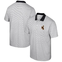 Men's Colosseum White Wyoming Cowboys Print Stripe Polo