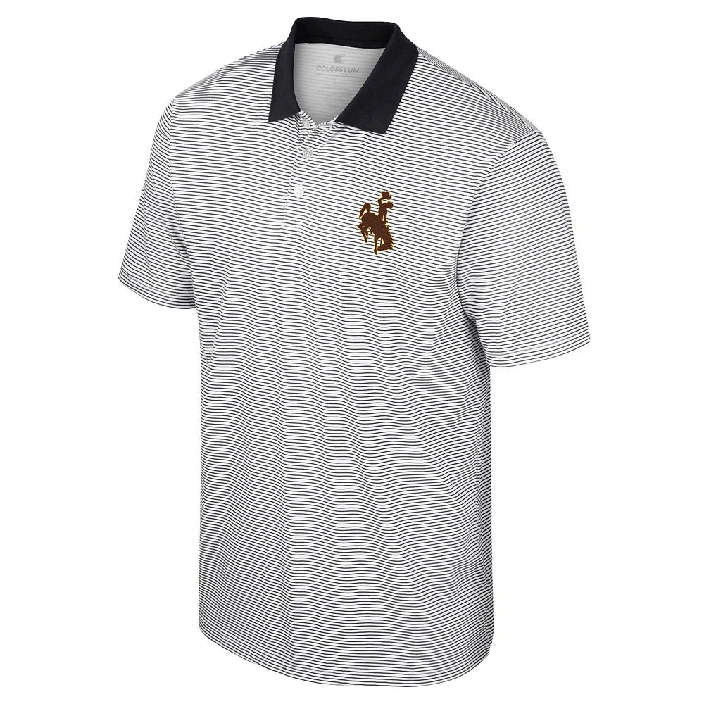 Men's Colosseum White Wyoming Cowboys Print Stripe Polo