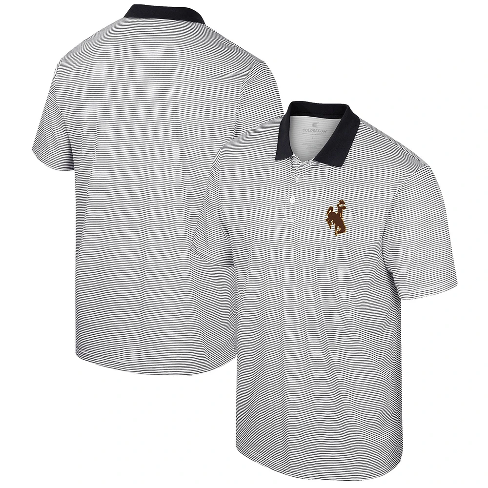 Men's Colosseum White Wyoming Cowboys Print Stripe Polo