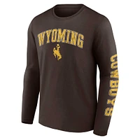 Men's Fanatics Brown Wyoming Cowboys Distressed Arch Over Logo Long Sleeve T-Shirt