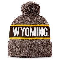 Bonnet en tricot à revers et pompon pour homme Top of the World, motif nuage, motif Cowboys du Wyoming marron