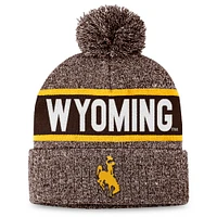 Bonnet en tricot à revers et pompon pour homme Top of the World, motif nuage, motif Cowboys du Wyoming marron