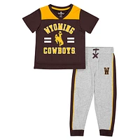 Ensemble maillot et pantalon Ka-Boot-It des Cowboys du Wyoming marron Colosseum/gris chiné pour tout-petit