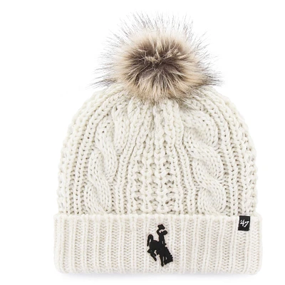 Women's '47 White Wyoming Cowboys Meeko Cuffed Knit Hat with Pom