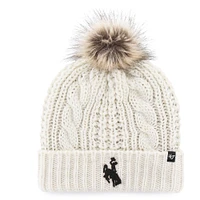Women's '47 White Wyoming Cowboys Meeko Cuffed Knit Hat with Pom