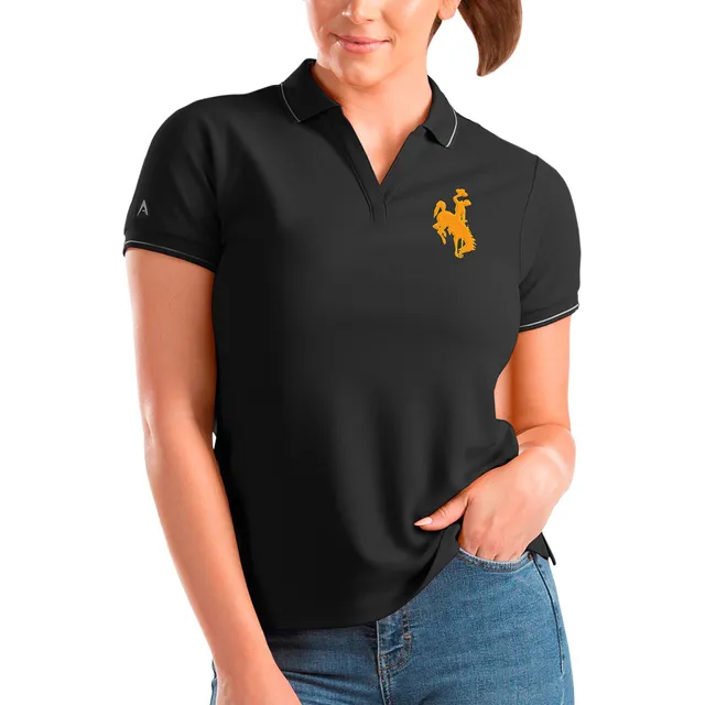 Women's Antigua Black Dallas Cowboys Throwback Logo Tribute Polo