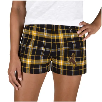 Wyoming Cowboys Concepts Sport Women's Ultimate Flannel Sleep Shorts - Black/Gold