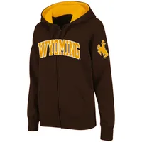 Sweat à capuche zippé intégral Stadium Athletic Wyoming Cowboys pour femme, marron