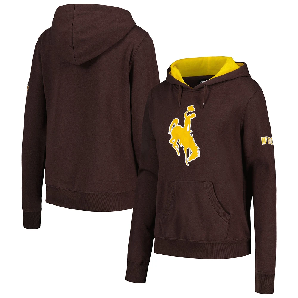 Sweat à capuche gros logo Stadium Athletic Cowboys du Wyoming pour femme, marron