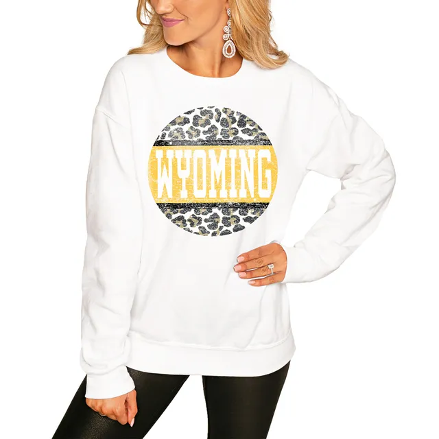 Women's White Wyoming Cowboys Win the Day Pullover Sweatshirt