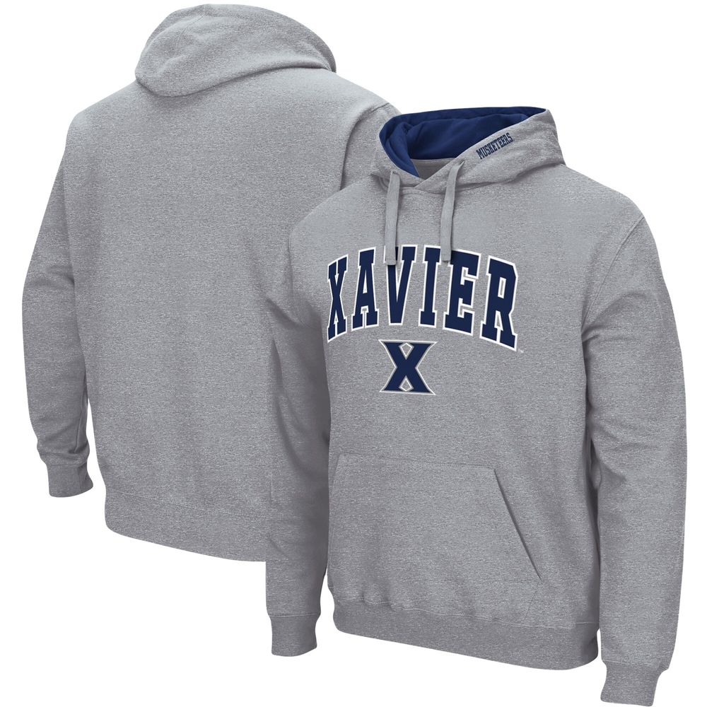 Men's Colosseum Heathered Gray Xavier Musketeers Arch and Logo Pullover Hoodie