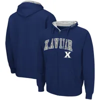 Sweat à capuche zippé entièrement Colosseum Navy Xavier Musketeers Arch & Logo 3.0 pour homme