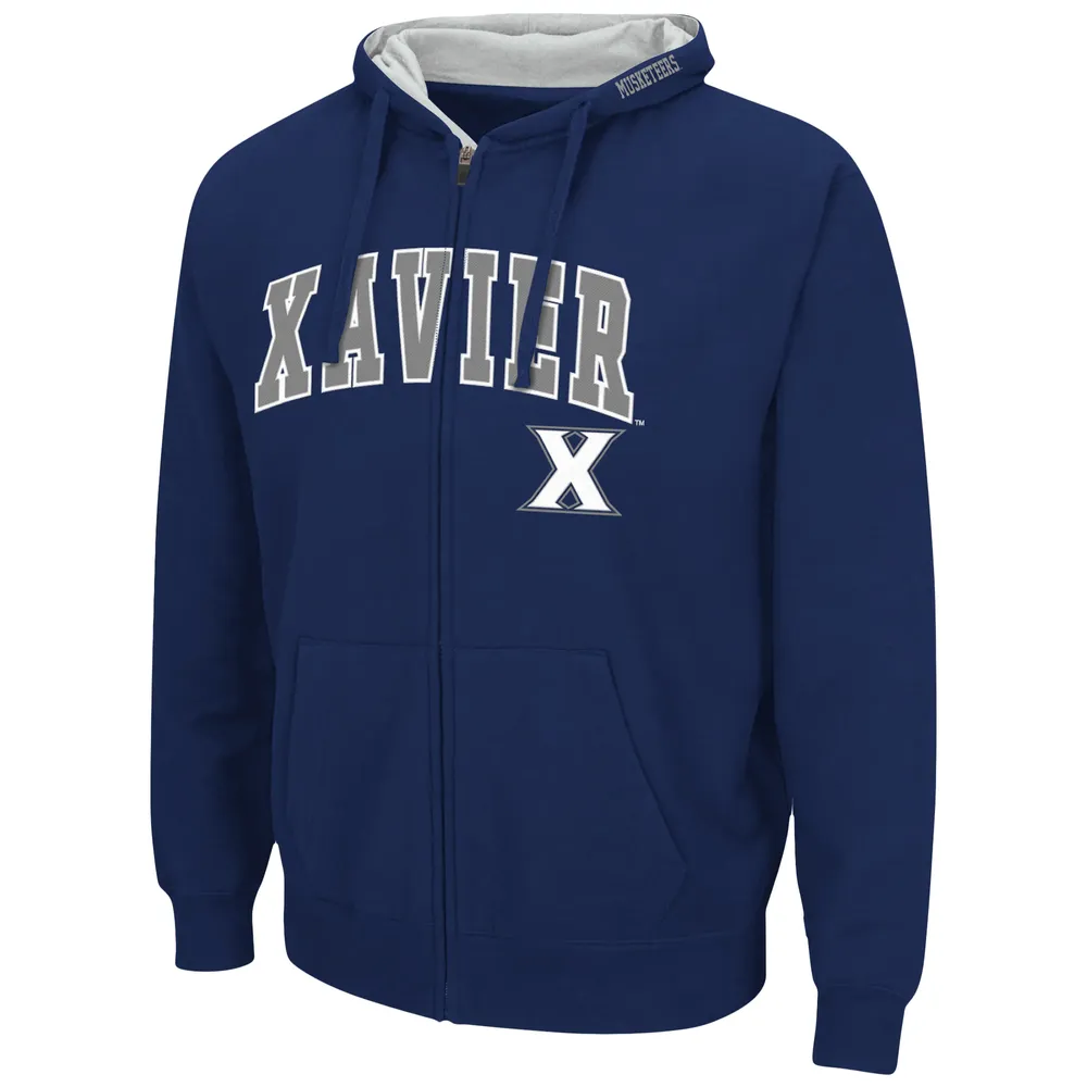 Sweat à capuche zippé entièrement Colosseum Navy Xavier Musketeers Arch & Logo 3.0 pour homme