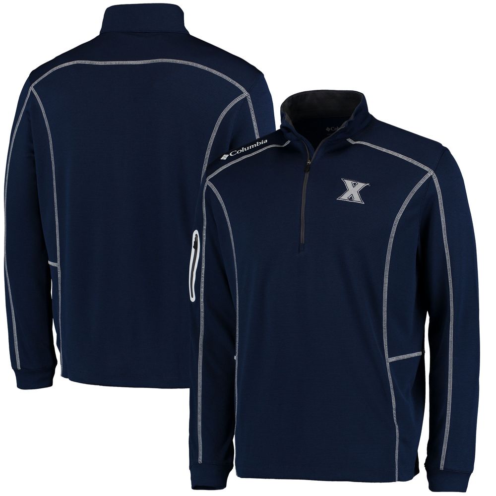 Men's Columbia Golf Navy Xavier Musketeers Shotgun Omni-Wick Quarter-Zip Pullover Jacket