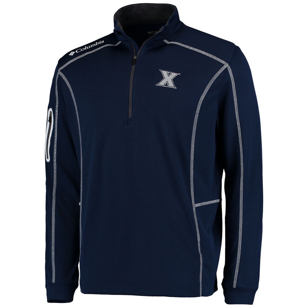 Men's Columbia Golf Navy Xavier Musketeers Shotgun Omni-Wick Quarter-Zip Pullover Jacket