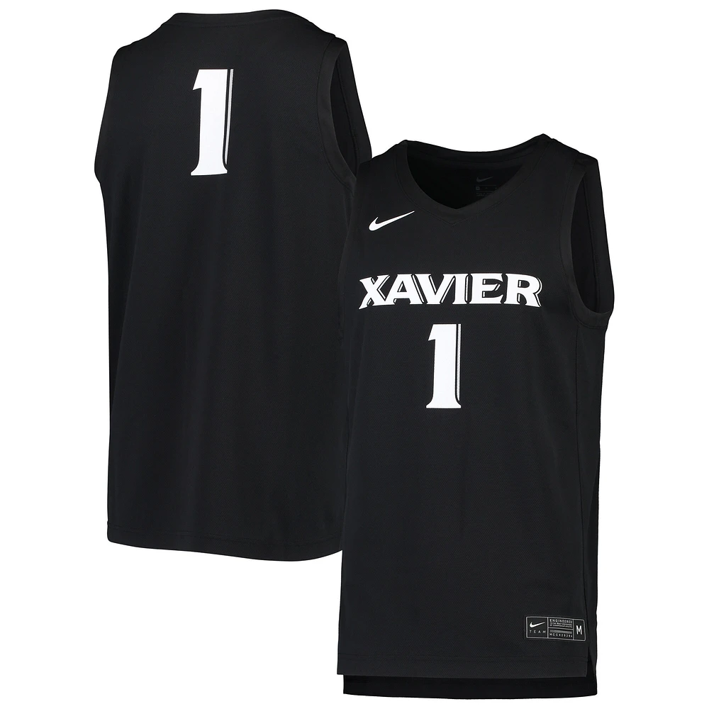 Nike #1 Noir Xavier Musketeers Team Replica Maillot de basket-ball pour homme