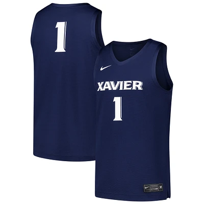 Men's Nike #1 Navy Xavier Musketeers  Replica Basketball Jersey